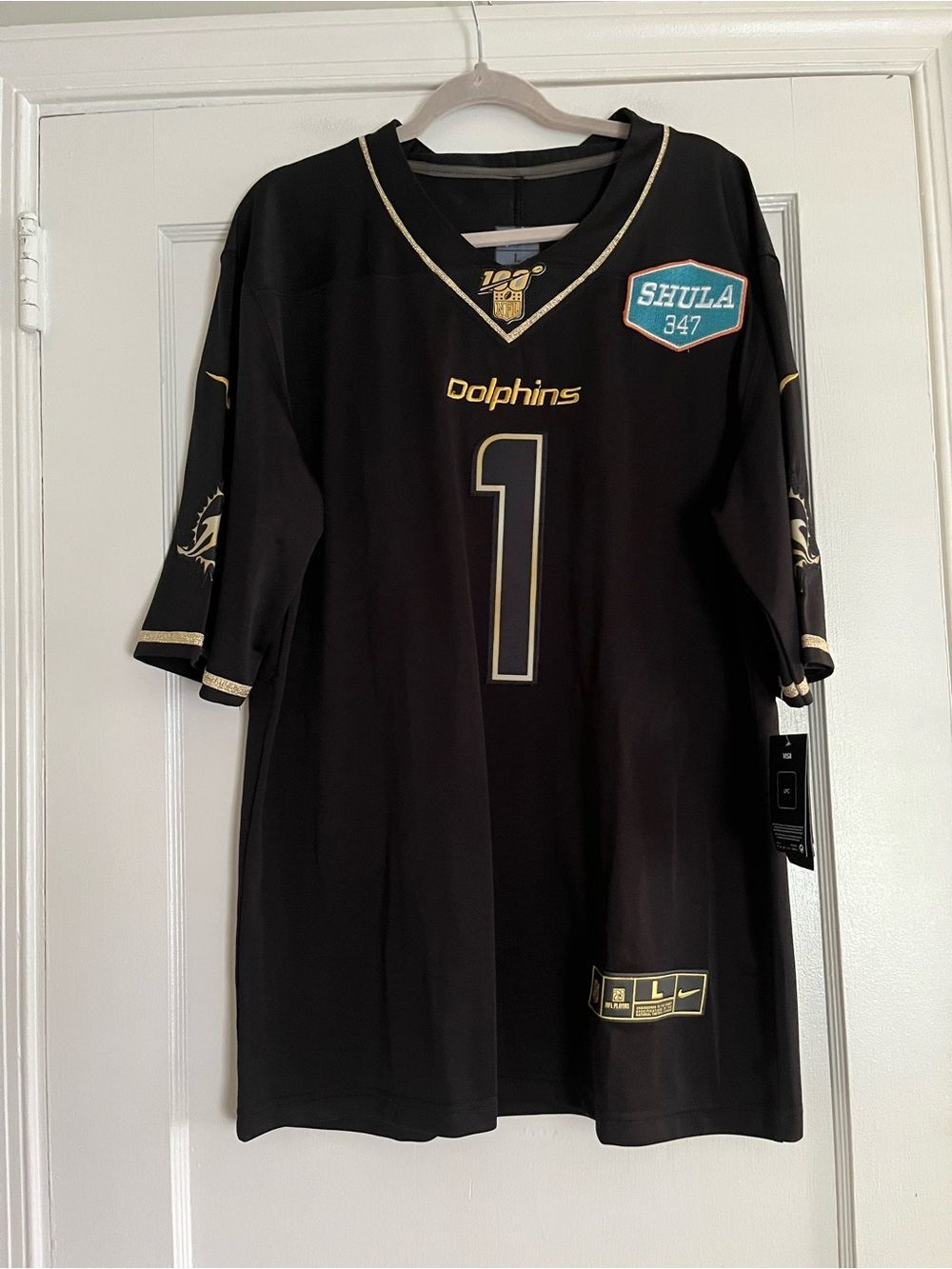 NFL Miami Dolphins Black Jersey w/ Gold Trim Nike Onfield Tagovailoa Men's L